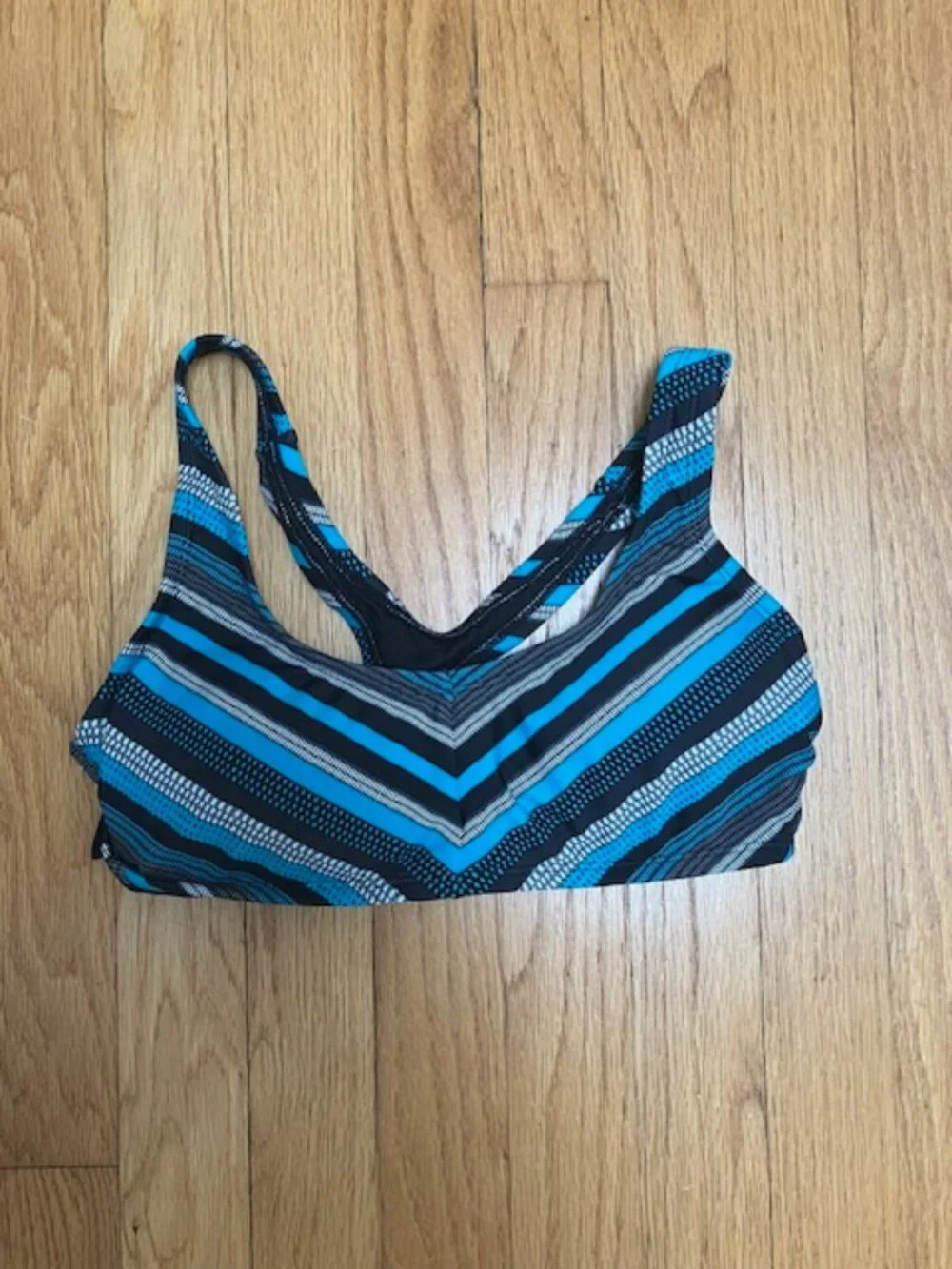 Mossimo Teal, Black white and gray chevron pattern Bikini Top M